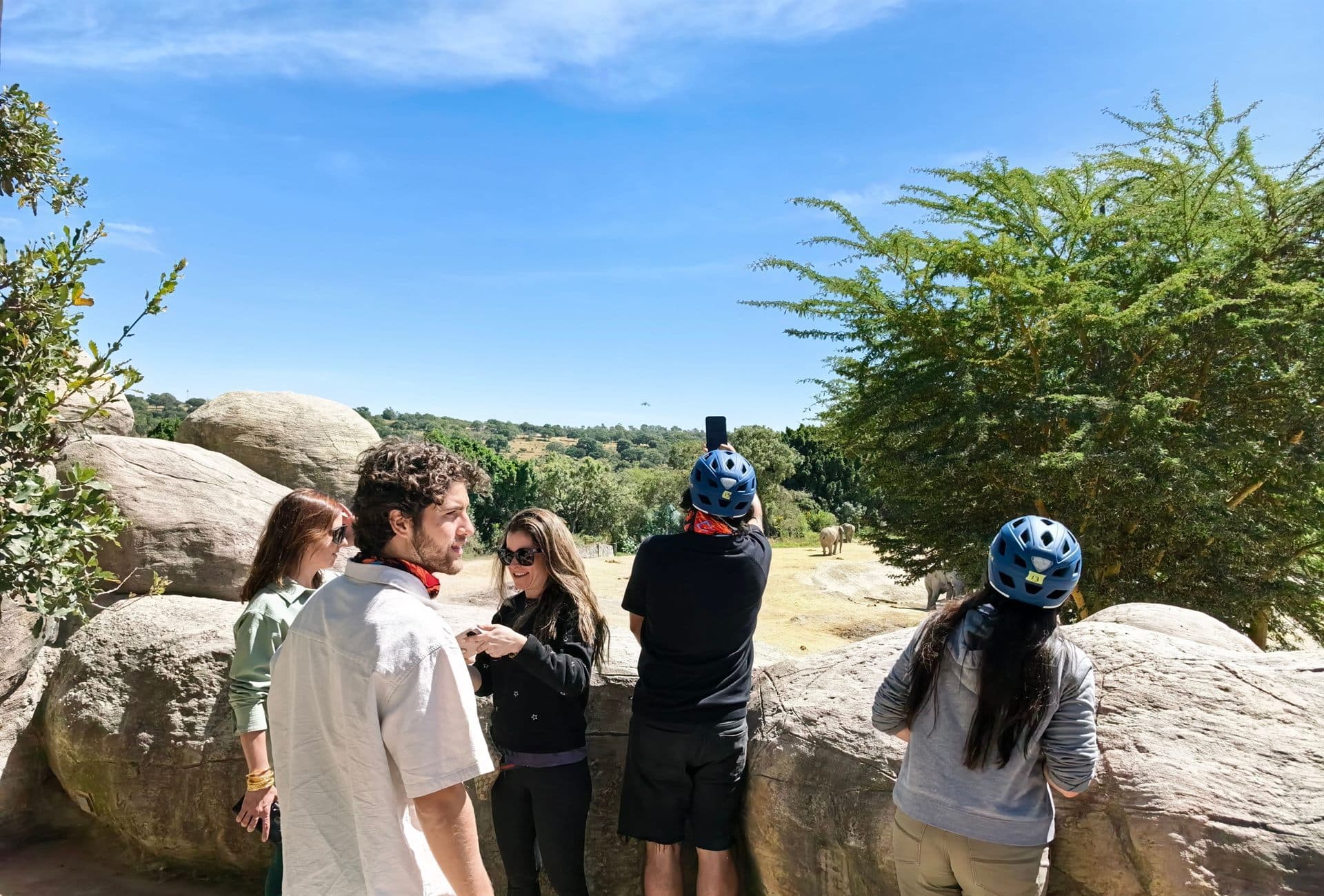 En el mirador de roca, viendo a los animales